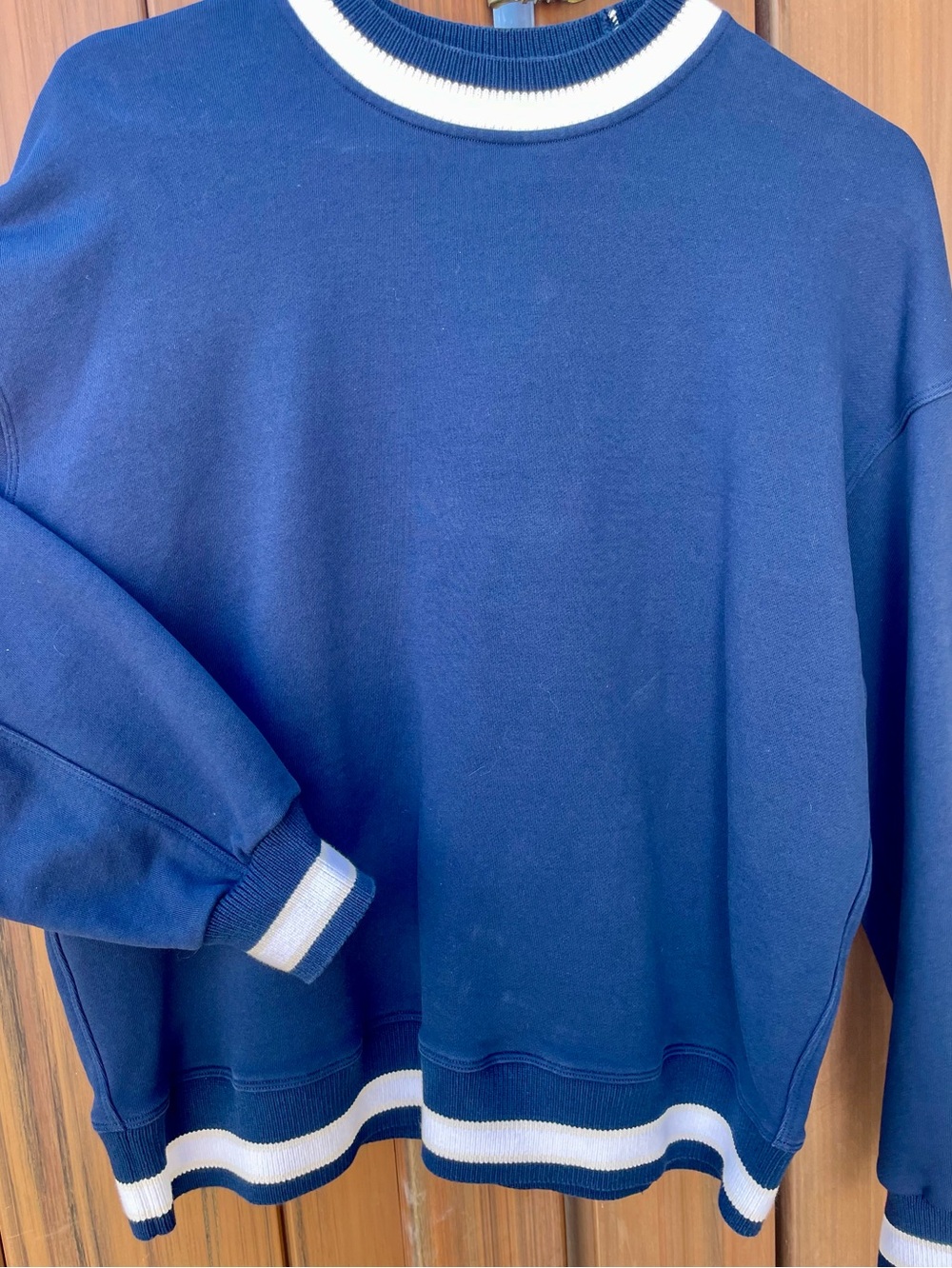 lululemon athletica Navy Crew Preppy Sweatshirt with White Trim - Oversized Fit